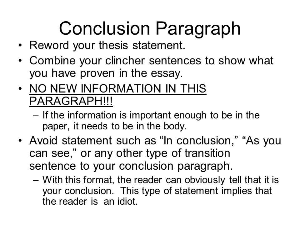 what to put in your conclusion paragraph